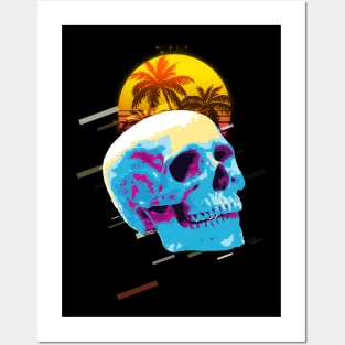 Skull retro80s Posters and Art